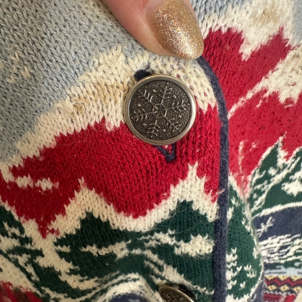 Vintage Northern Treasures by Parkhurst Winter Sweater Vest Red Blue Cabin Large - Picture 2 of 7